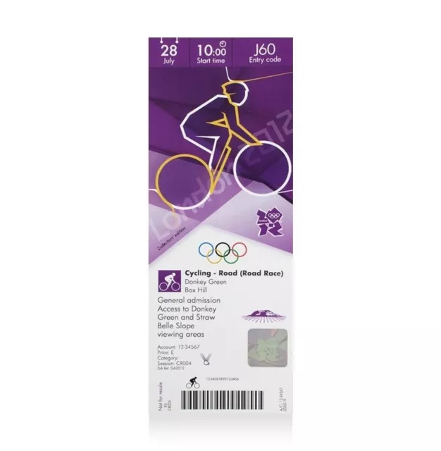 UNSIGNED London 2012 Olympics Ticket: Cycling Road Race, July 28th