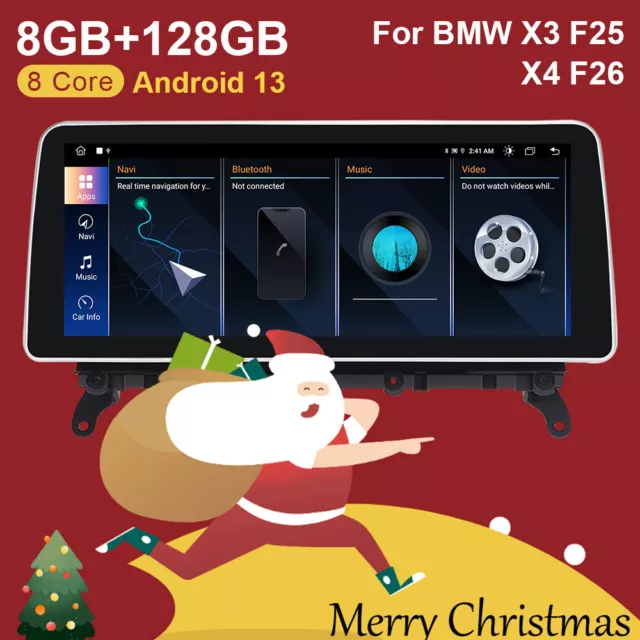 12,3'' Android 13 Autoradio Carplay GPS Navi 8+128GB Für BMW X3 F25 X4 F26 NBT