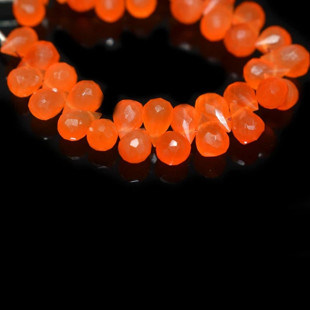 A++ Natural Carnelian Teardrop Faceted Gemstone Loose Beads 4" Jewelry Making