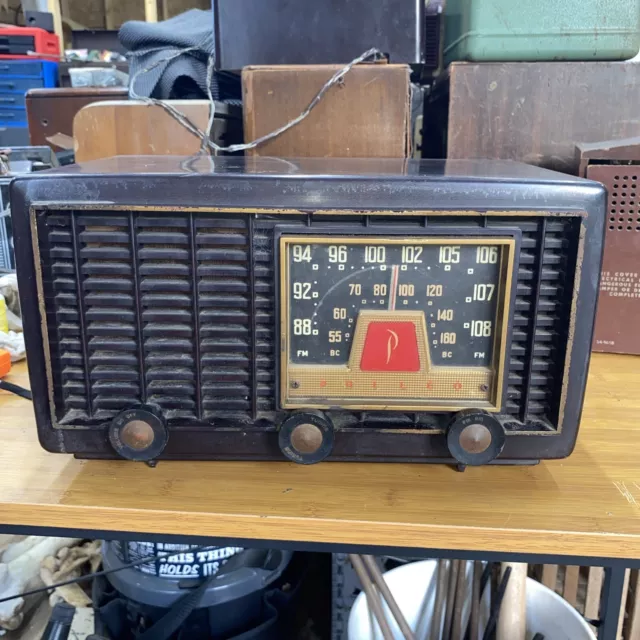 VTG 1953 Philco Model 53-956 AM/FM Tube Radio NOT WORKING Parts BAKELITE DECOR