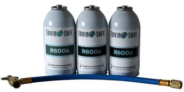 Enviro-Safe R600a "HC", Modern Refrigerant, (3) 6 oz Cans & Hose Kit