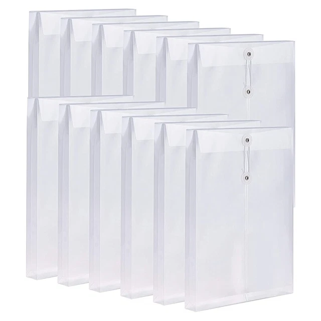 Paquet de 12 Enveloppes en Plastique Transparent Enveloppes en Fichiers EF4