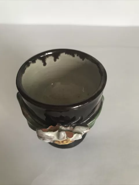 Vintage Ceramic  Dark Glazed Egg Cup (damage). 2