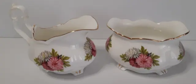 Vintage Royal Albert Chrysanthemum Milk Jug Creamer Sugar Bowl Made in England