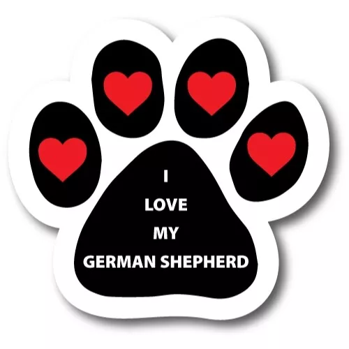 I Love My German Shepherd Pawprint Car Magnet 5" Paw Print