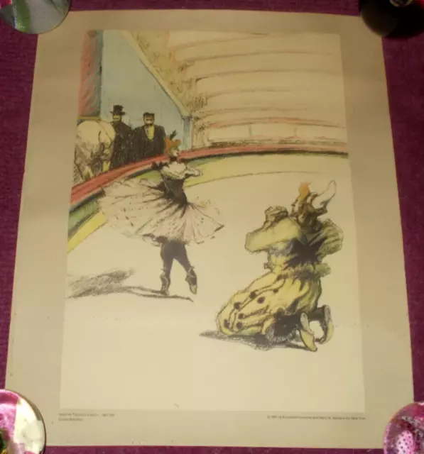 1961 Art Print Henri De Toulouse - Lautrec Circus Sketches Unframed (Clowns)