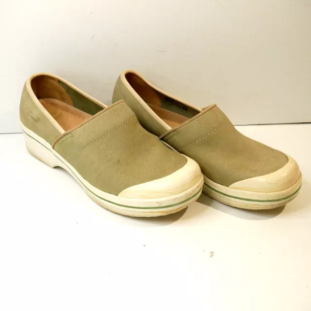 DANSKO Volley Hopsack Leather Clog Wo's 8-8.5 EUR 39  Green and White