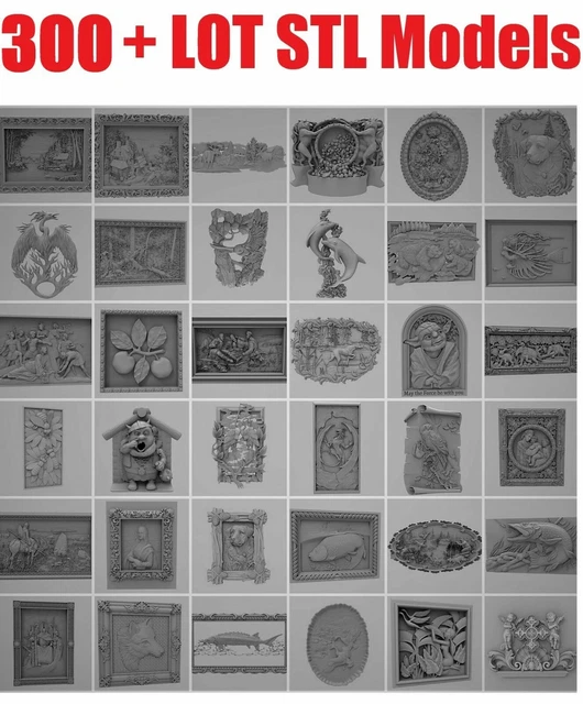 300+ LOT 3D Model STL relief for cnc STL format LOT