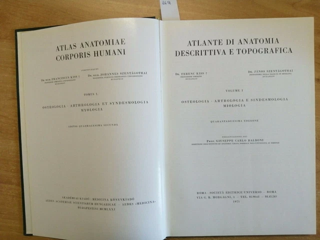 Nel 500 Fondò L'anatomia Descrittiva Umana ATLANTE DI ANATOMIA Umana Descrittiva E Topografica Vol. 1 - 1971