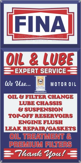 Fina Lube Oil Change Service Gas Station Old Sign Remake Aluminum Size Options