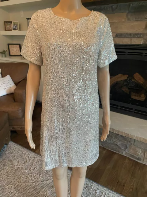 Seven 7 For All Mankind Sequin Short Sleeve Mini Dress Size M ***