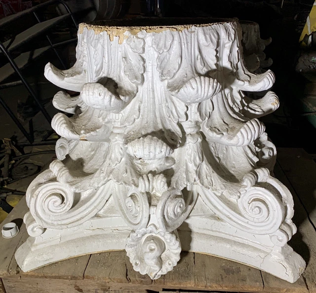 Antique Architectural Set Of Three Huge Neoclassical Plaster Column Capitals