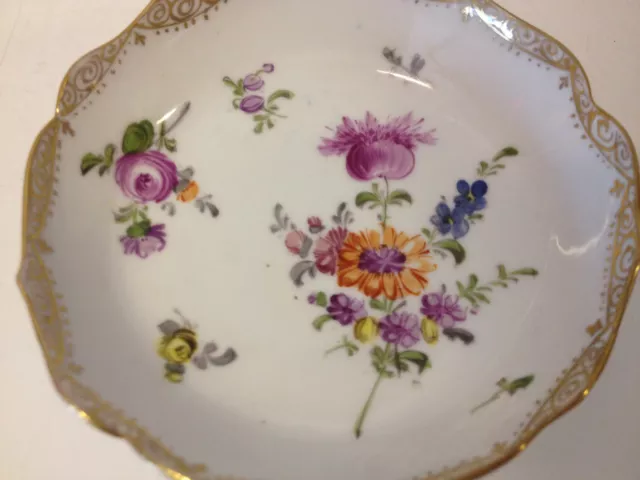 Antique 19th Cent. German Porcelain Ernst Teichert Cup & Saucer w/ Floral Dec. 3