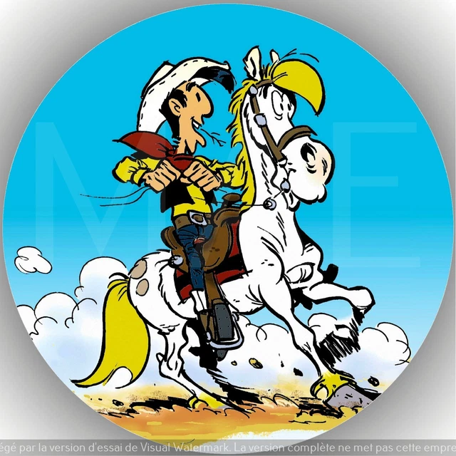 Décoration De Gâteau Comestible Lucky Luke - Disque En Azyme Diamètre 20cm - Pour Anniversaire, Fête