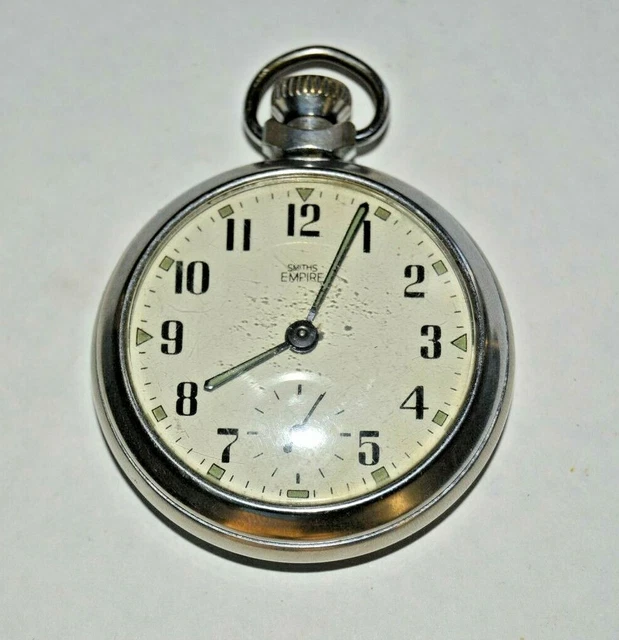 SMITH S EMPIRE pocket watch chrome plated vintage c 1930 s