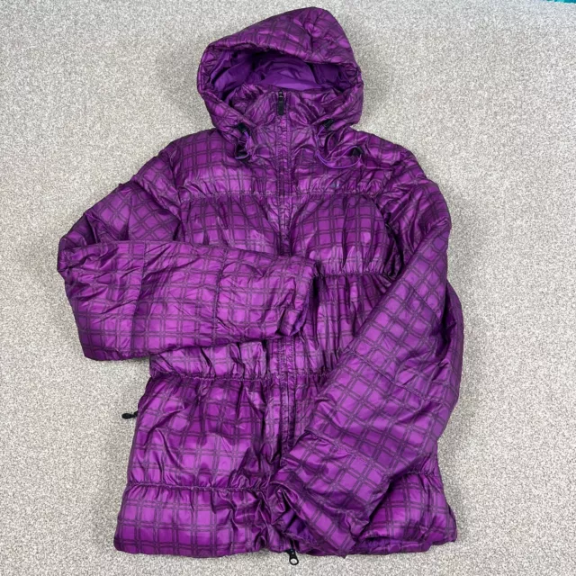 Cappotto Nike per ragazze taglia M Medium 11 12 viola a check 800 con cappuccio e cerniera