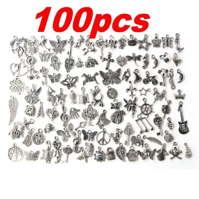 Lots 100pcs Bulk Tibetan Silver Mix Charm Pendants Jewelry Making DIY Craft Xmas