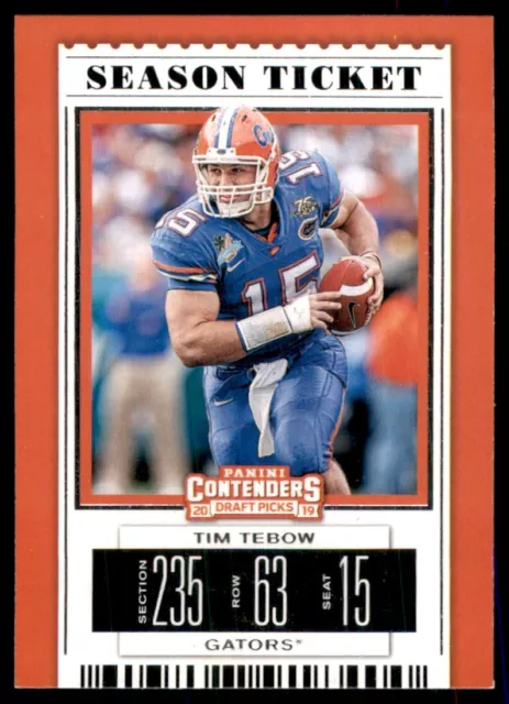 2019 Panini Contenders Draft Picks Collegiate Ticket Blue Foil Tim Tebow Florida