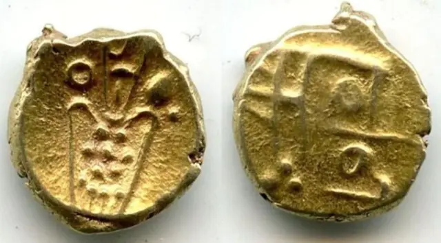 Rare gold fanam minted by the Dutch VOC company in Tuticorin, ca.1658-1795, Sout