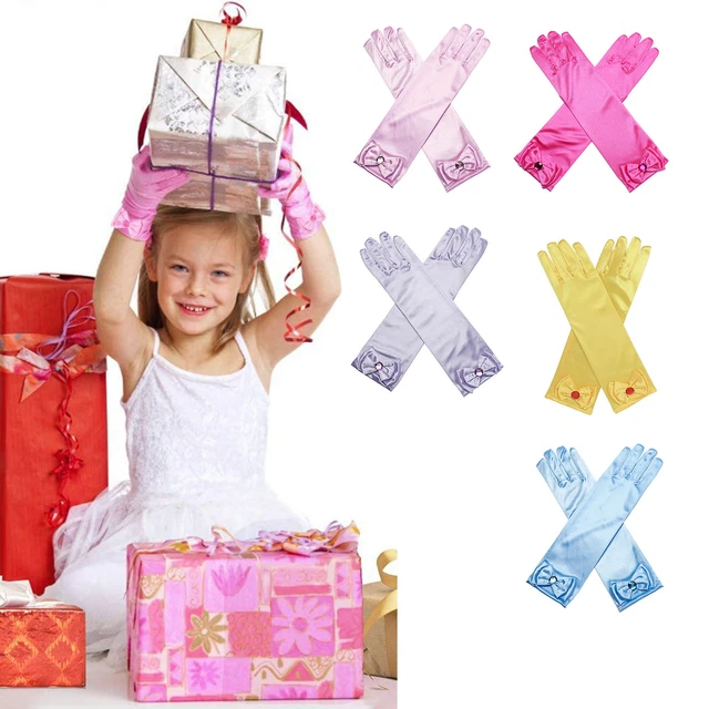 1 Paia Guanti Costume Nodo Fiocco Mani Protezione Mani Festa Principessa Ragazze