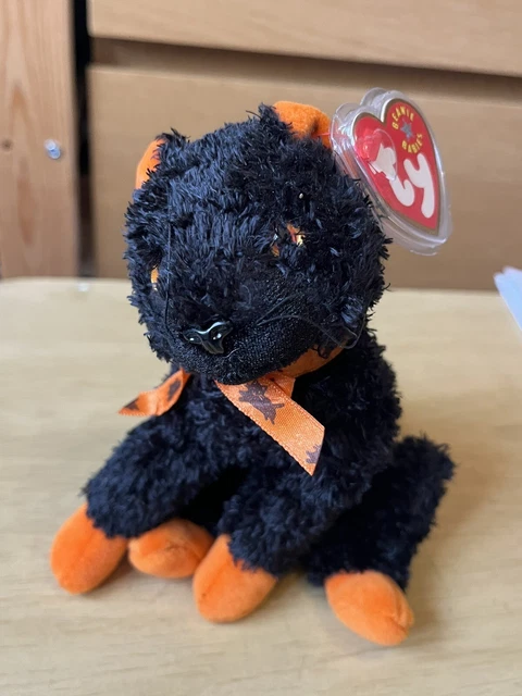 Ty Beanie Babies Fraidy The Halloween Cat  With Tag In  Plastic Protector