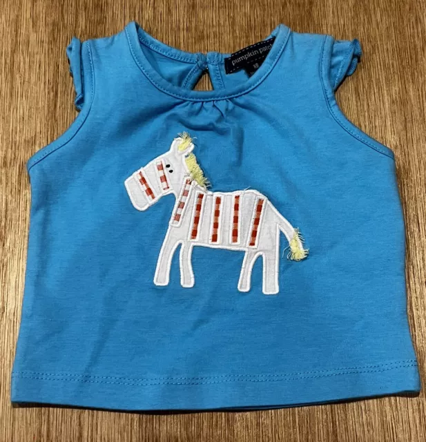 PUMPKIN PATCH Baby Girl Blue Zebra Tank Top Size Newborn Vintage | Casual Baby