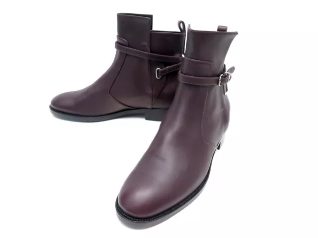 Chaussures Balenciaga Bottines A Boucles 357864 37 En Cuir Prune Low Boots 930€
