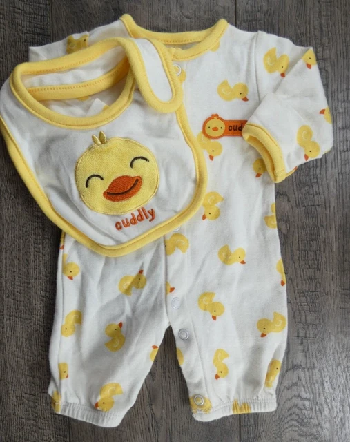 Baby Boy Clothes Just One You Carter's 2pc Cuddly Duck Preemie Gown Outfit &Bib