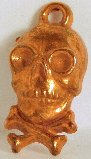 Vint Skull & Crossbones Gumball Charm Copper Clad