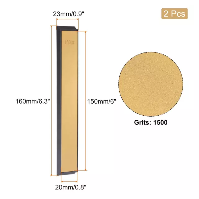 150mm x 20mm 1500 Grits Titanium Coated Diamond Whetstone Sharpening Stone 2pcs 2