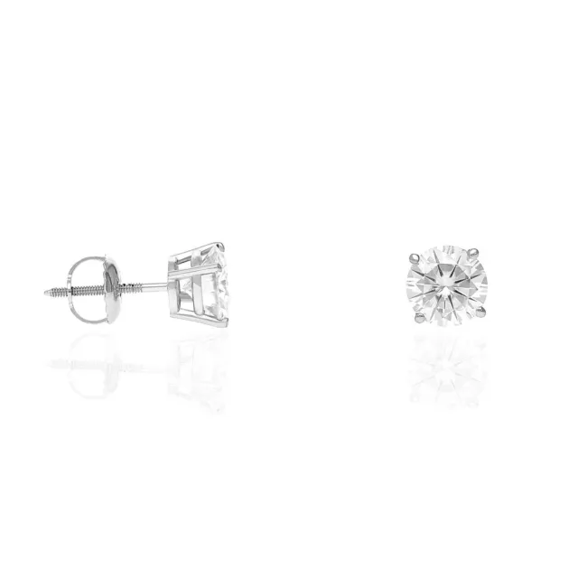 2CTW Charles & Colvard Forever One Moissanite 14k White Gold Earrings 6mm