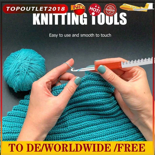 9pcs Knitting Sweater Needles Set Double Color Plastic Handle Crochet Hooks Tool