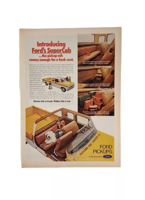 PRINT AD 1974 FORD SUPERCAB PICKUP TRUCK Shop Garage Art Full Color