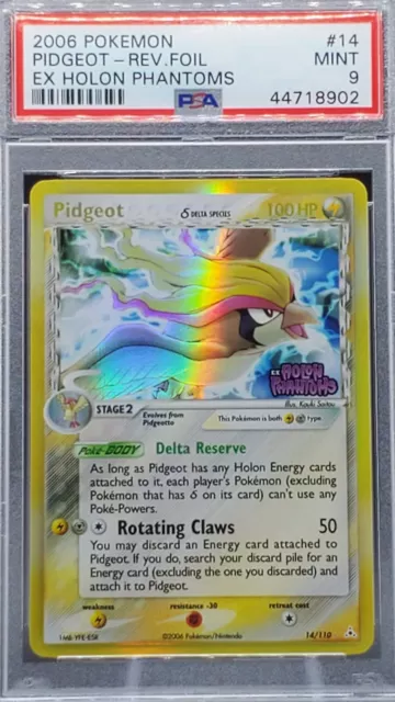 PSA 9 MINT Pidgeot ex Holon Phantoms Reverse Holo Pokemon Card 14/110 GU1