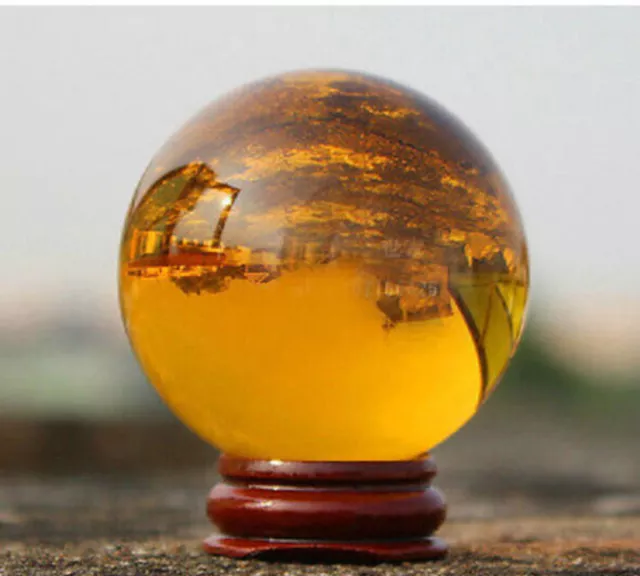 Natural Citrine Calcite Quartz Crystal Sphere Ball Healing 38-42MM +Stand