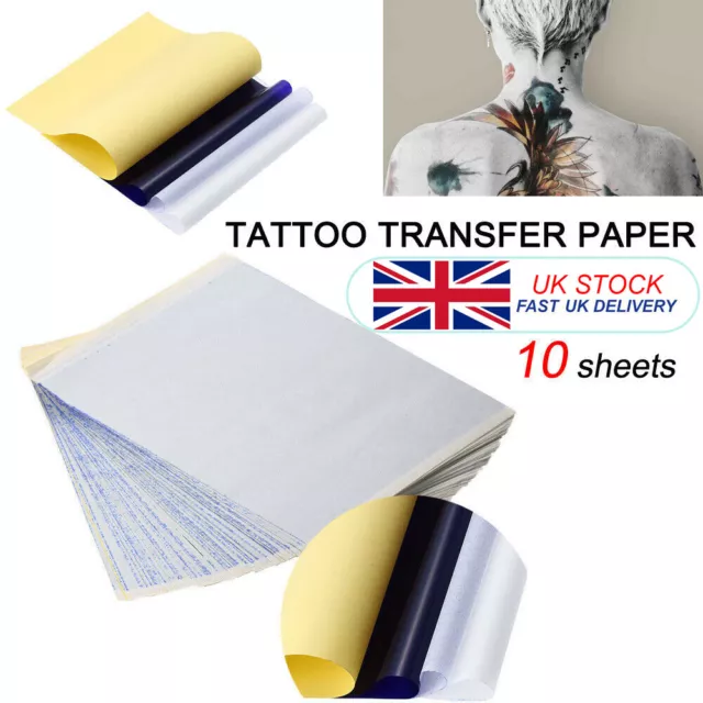 10Pcs Tattoo Transfer Paper Stencil Carbon Thermal Tracing Hectograph Sheets UK