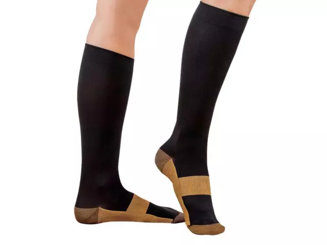Compression Copper Socks Anti Fatigue Calf High Below Knee Foot Pain Relief Lot