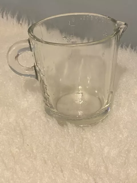 Vintage Glasbake 4 Cup Glass Measuring Cup with Red Graphics D Handle