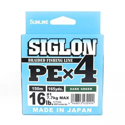 Sunline P.E Linea X4 Siglon 150MT   P.E #1 16LB Dark Green