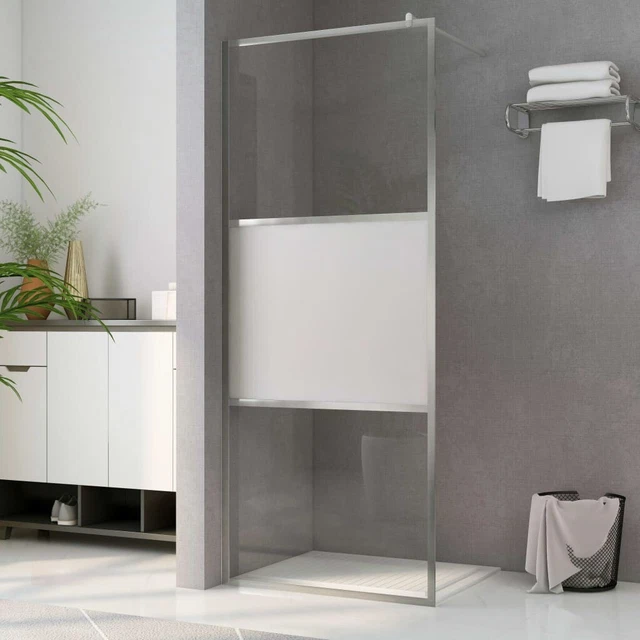 vidaXL Parete per Doccia Walk-in Vetro Semi Smerigliato ESG 100x195 cm