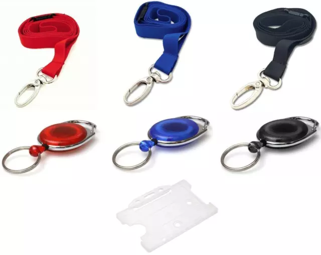 ID Neck Strap 15mm Lanyard Heavy Duty, Retractable YoYo Reel & FREE ID Holder