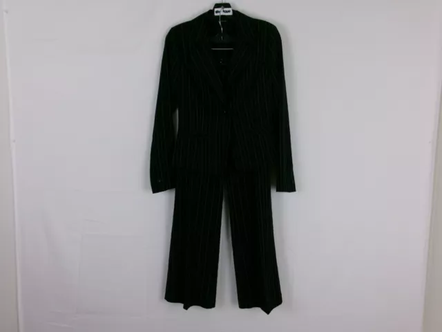 A. Byer   1-Button Suit Jacket/Flat Front Pants   SIZE:S  BLACK/WHITE PINSTRIPE