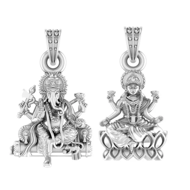 Sterling Silver (92.5% purity) pair of God Ganesh and Laxmi Pendant