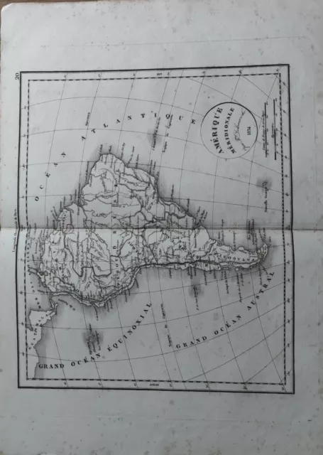 carte ancienne geographique 1834 Amérique Méridionale