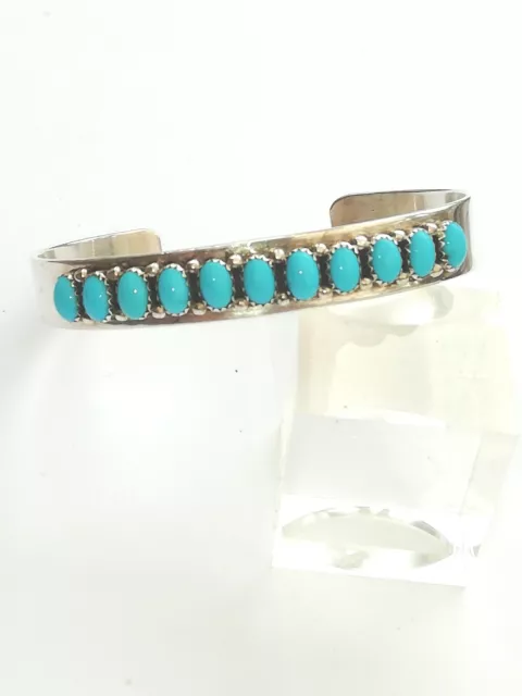 Sterling Silver Turquoise Native American Navajo Bracelet By Darren Livingston