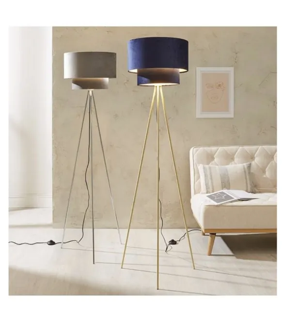 Tia Two Tiered Floor Lamp - Navy/Brass New Opened Box