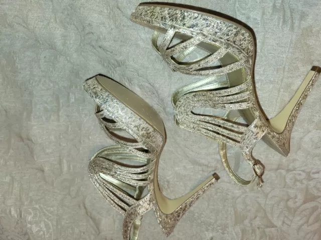 Adrianna Papell Boutique Womens Sandal Size 9M Gold Sparkle Stilletto 4in 2