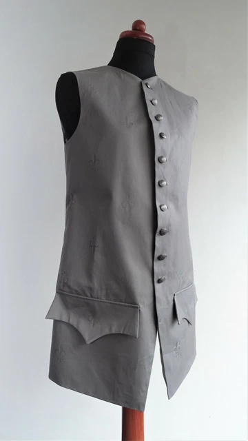 Gilet pirata grigio lungo gilet veneziano barocco rococò broccato LARP taglia M Gilet pirata grigio lungo gilet veneziano barocco rococò broccato LARP taglia M