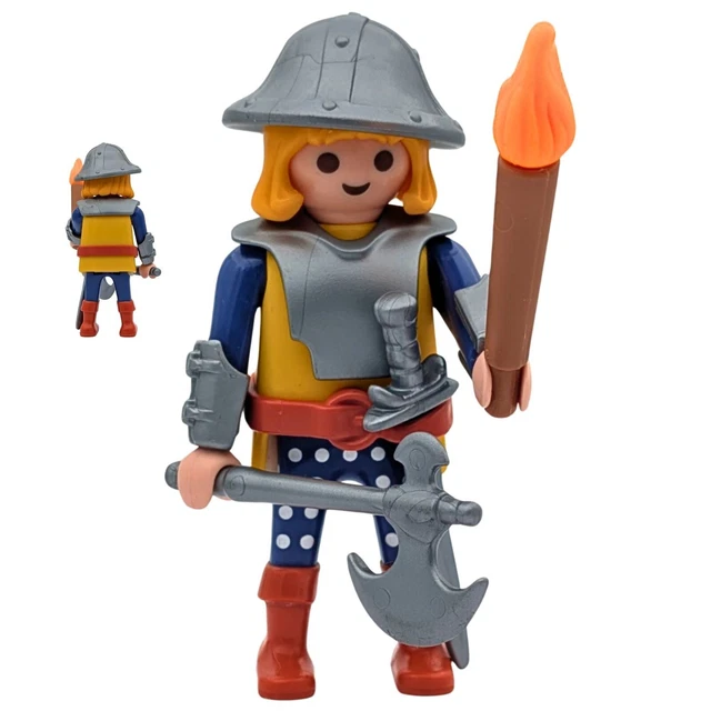 Figurine Playmobil Chevalier Médiéval Avec Torche Et Hache - Pièces Détachées - Occasion