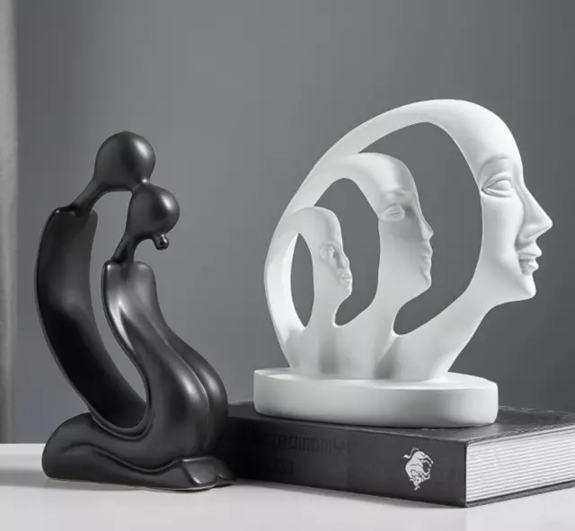 Modern Home Decor Resin Abstract Art Love Couple Face Sculpture Statue Figurine